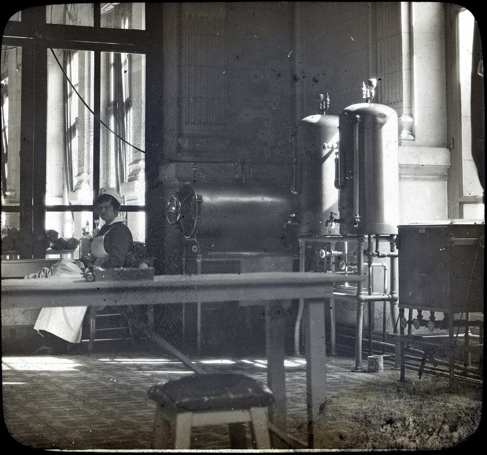 Nurse with equipment in the vestibule of the Casino