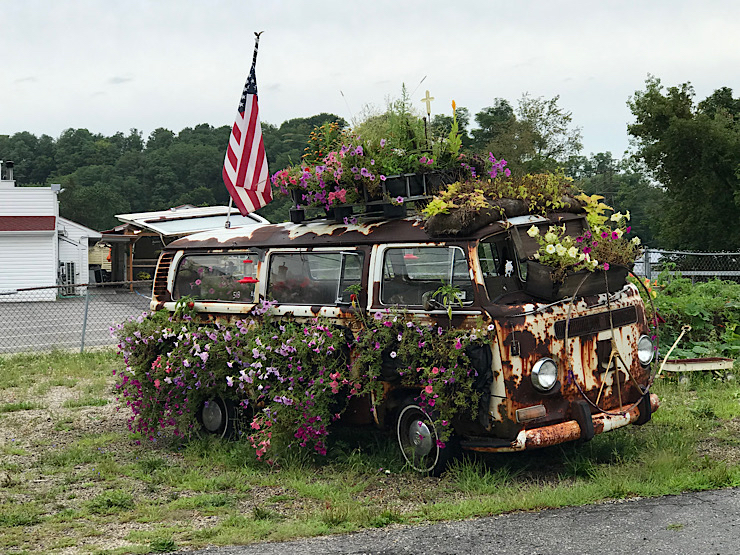 VW mini-bus garden
