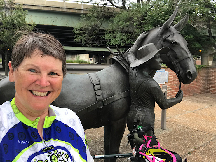 Molly with statues