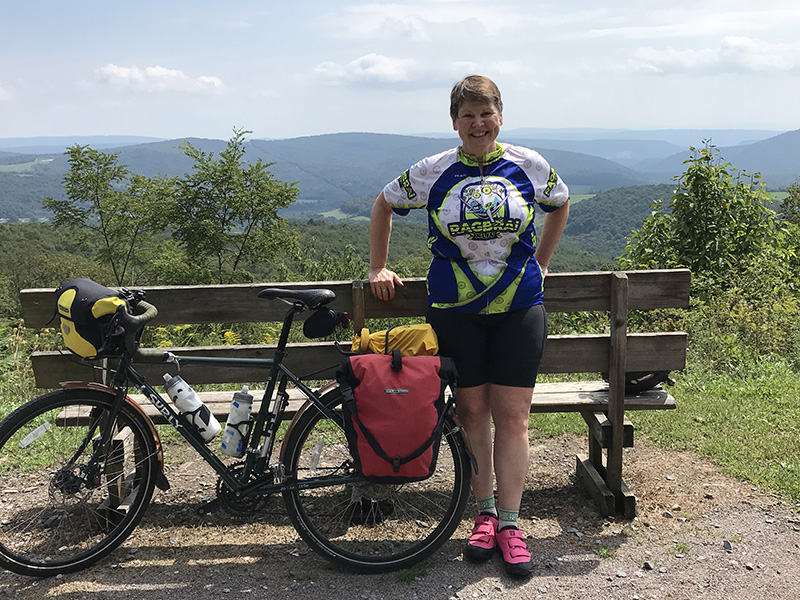 Molly and her bike, at the eastern end of Big Savage Tunnel