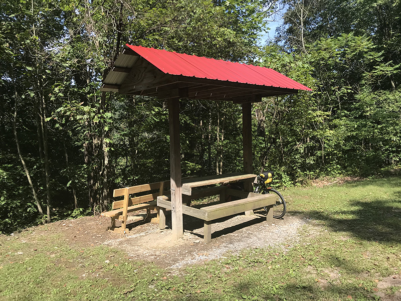 Shelter and bench along the trail - built by Boy Scout volunteers