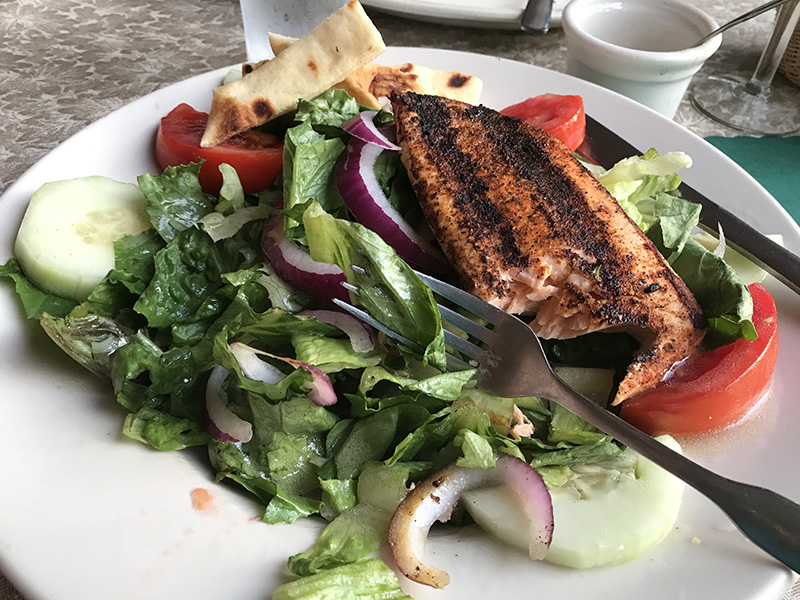 Salad with grilled salmon