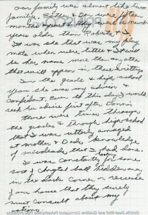 Mike's note about his sister